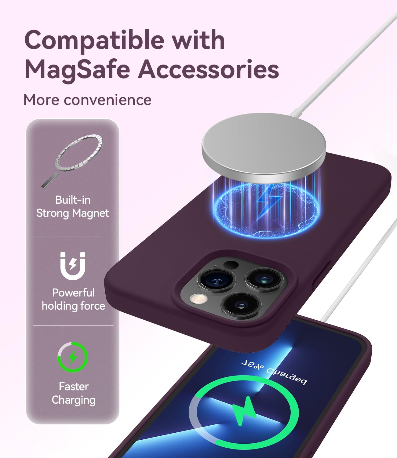 Foto 4 pulgar | Funda Magnética Aotesier Para Iphone 13 Pro De 6.1 Pulgadas, Color Ciruela - Venta Internacional.