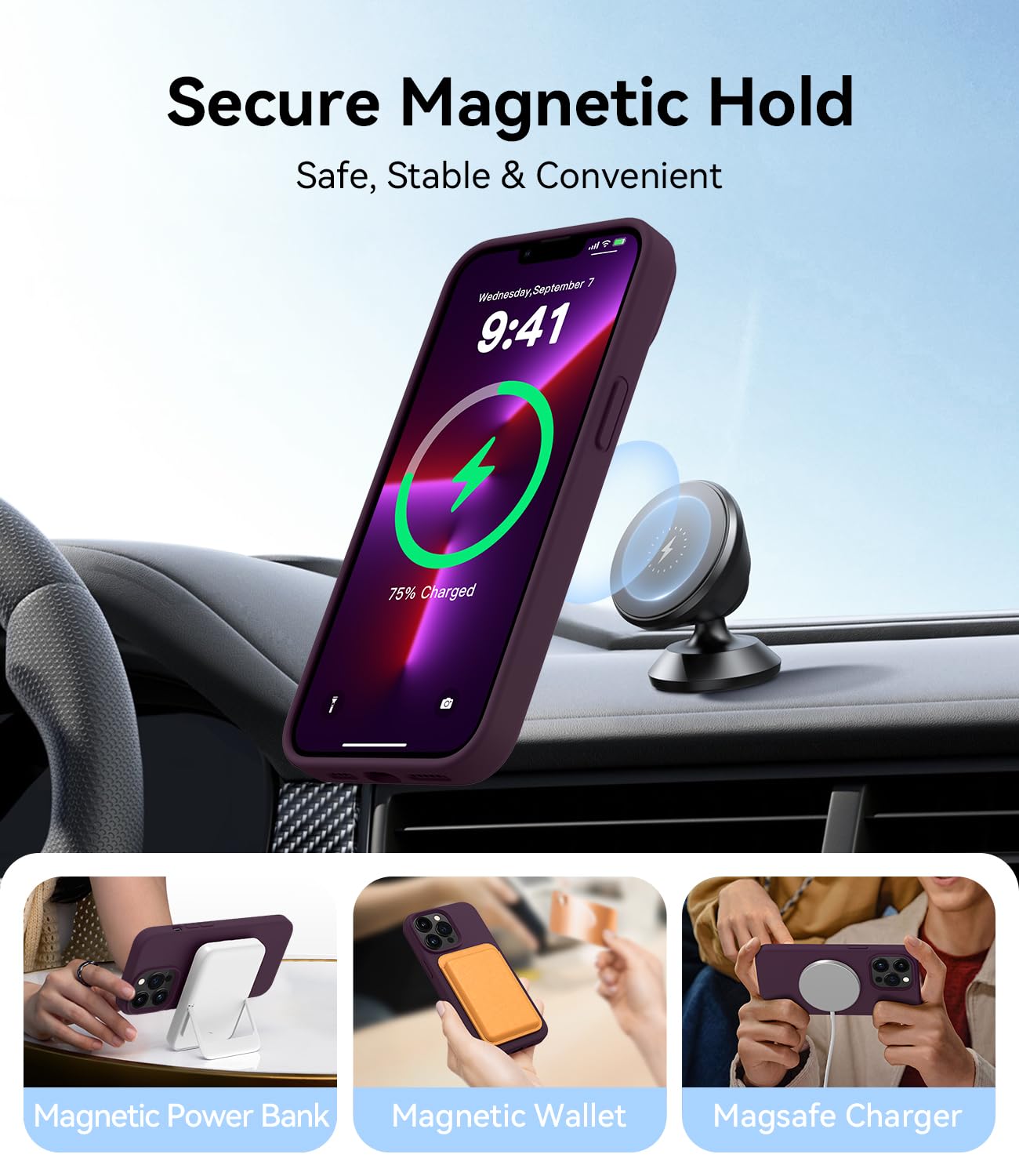 Foto 5 pulgar | Funda Magnética Aotesier Para Iphone 13 Pro De 6.1 Pulgadas, Color Ciruela - Venta Internacional.