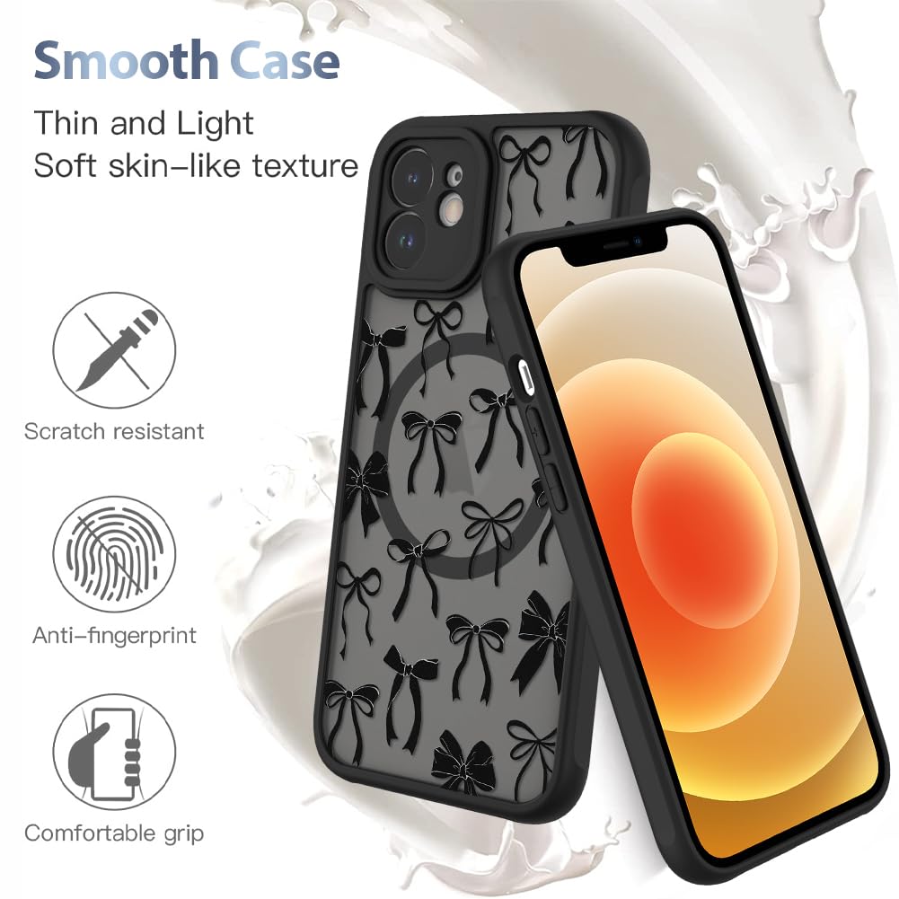 Foto 6 pulgar | Funda De Teléfono Aigomara Para Iphone 12 Con Lazo Negro Magsafe - Venta Internacional.
