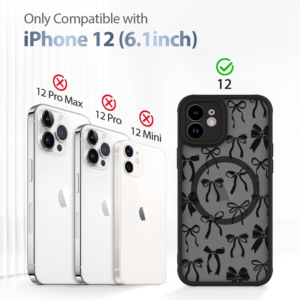 Foto 7 pulgar | Funda De Teléfono Aigomara Para Iphone 12 Con Lazo Negro Magsafe - Venta Internacional.
