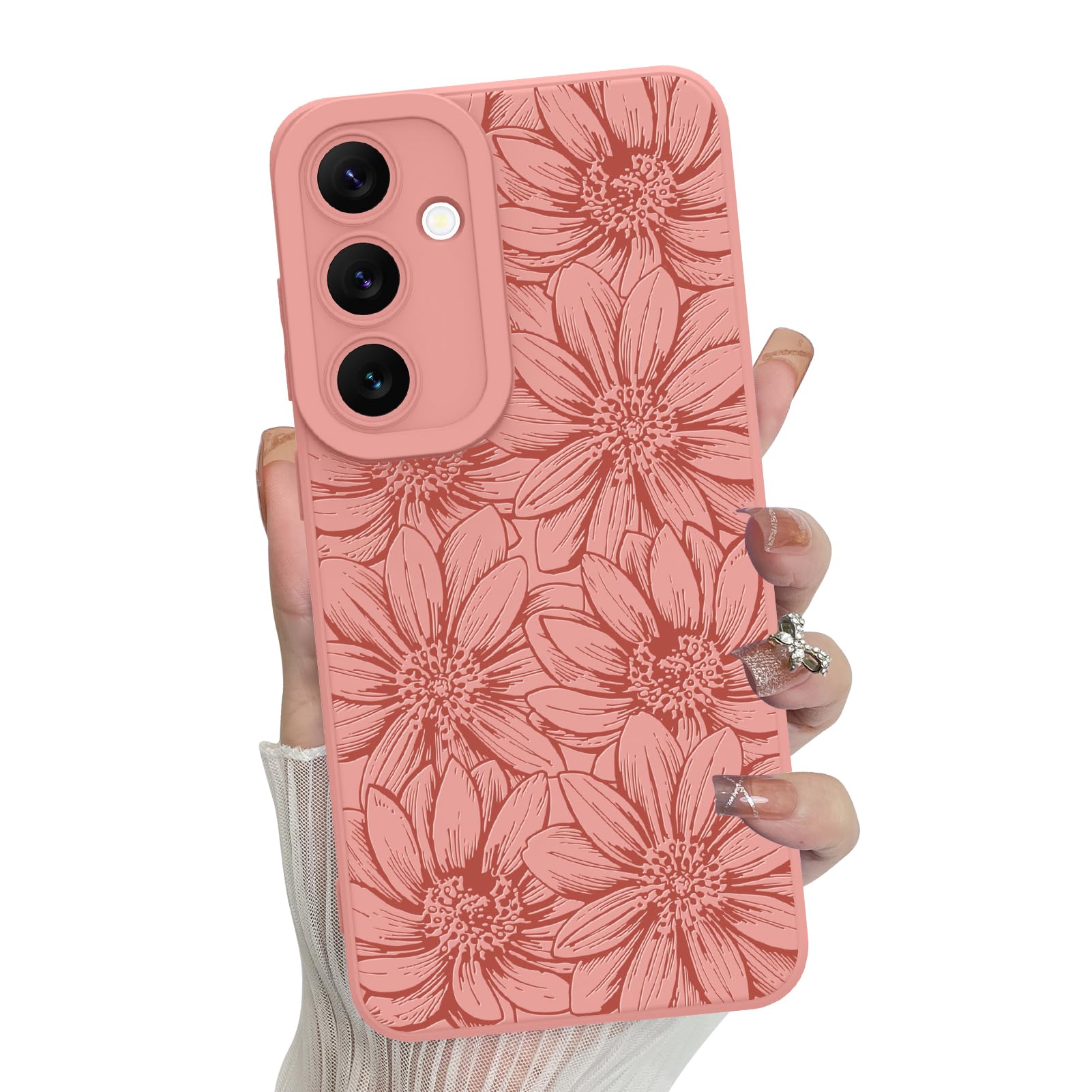 Foto 2 pulgar | Funda De Teléfono Mzelq De Silicona Con Estampado Floral Rosa Intenso Para Samsung S24 - Venta Internacional.