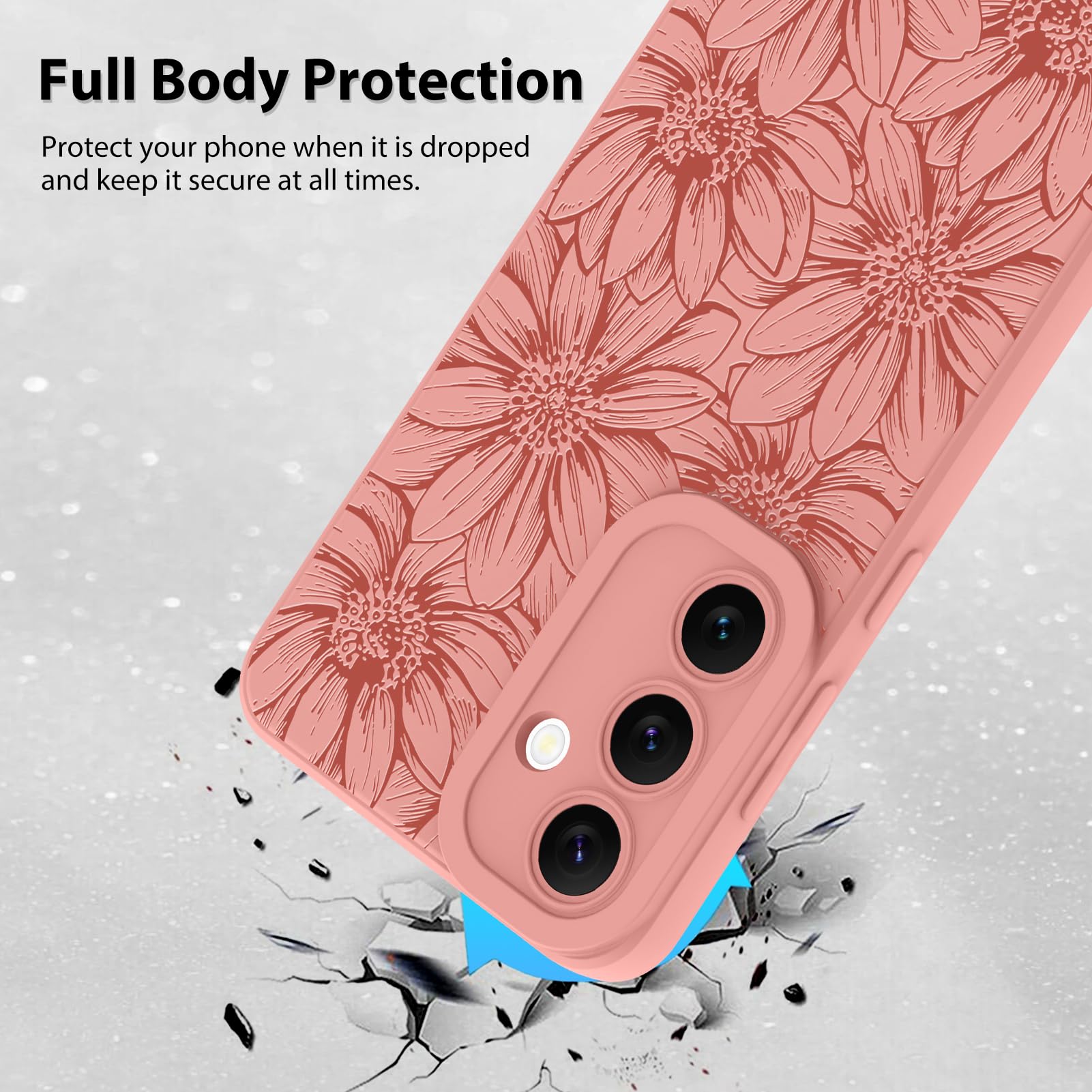 Foto 2 | Funda De Teléfono Mzelq De Silicona Con Estampado Floral Rosa Intenso Para Samsung S24 - Venta Internacional.