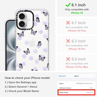 Foto 2 | Funda De Teléfono Mosnovo Para Iphone 15 Buffertech Lilac Butterfly - Venta Internacional.
