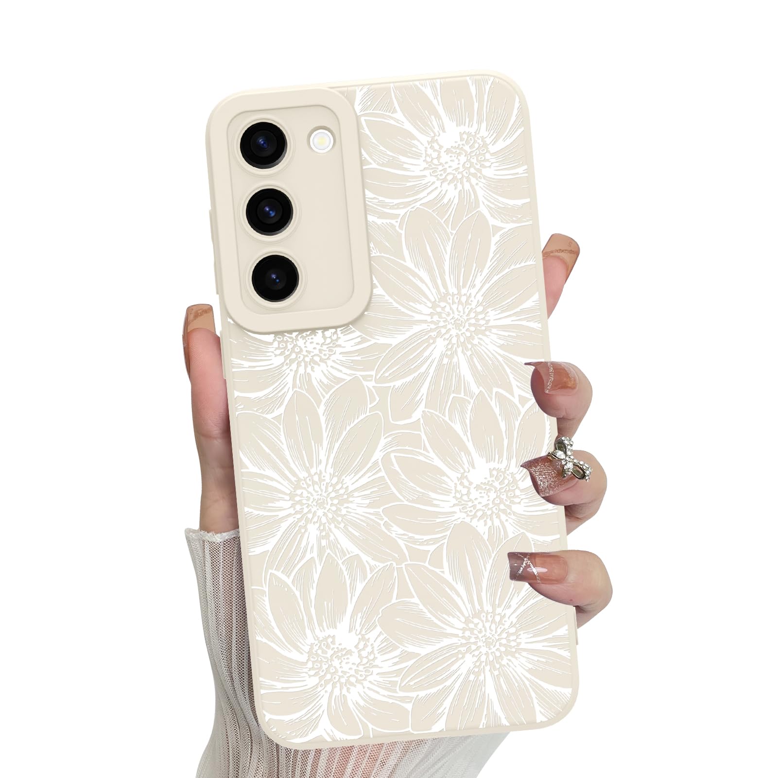 Foto 2 pulgar | Funda De Teléfono Mzelq De Silicona Blanca Con Estampado Floral Para Samsung Galaxy S23 Plus - Venta Internacional.