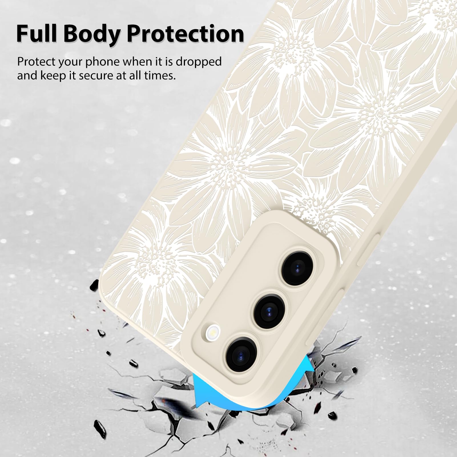 Foto 3 pulgar | Funda De Teléfono Mzelq De Silicona Blanca Con Estampado Floral Para Samsung Galaxy S23 Plus - Venta Internacional.