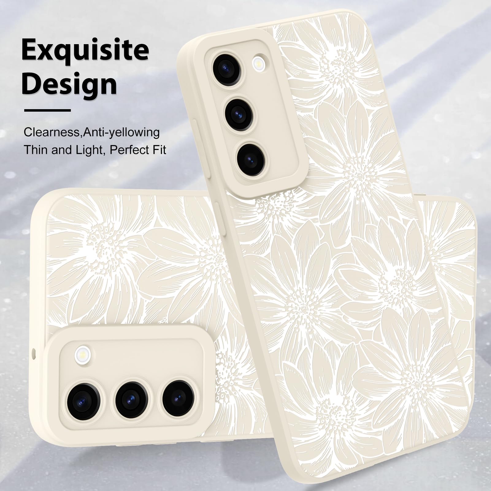Foto 4 pulgar | Funda De Teléfono Mzelq De Silicona Blanca Con Estampado Floral Para Samsung Galaxy S23 Plus - Venta Internacional.