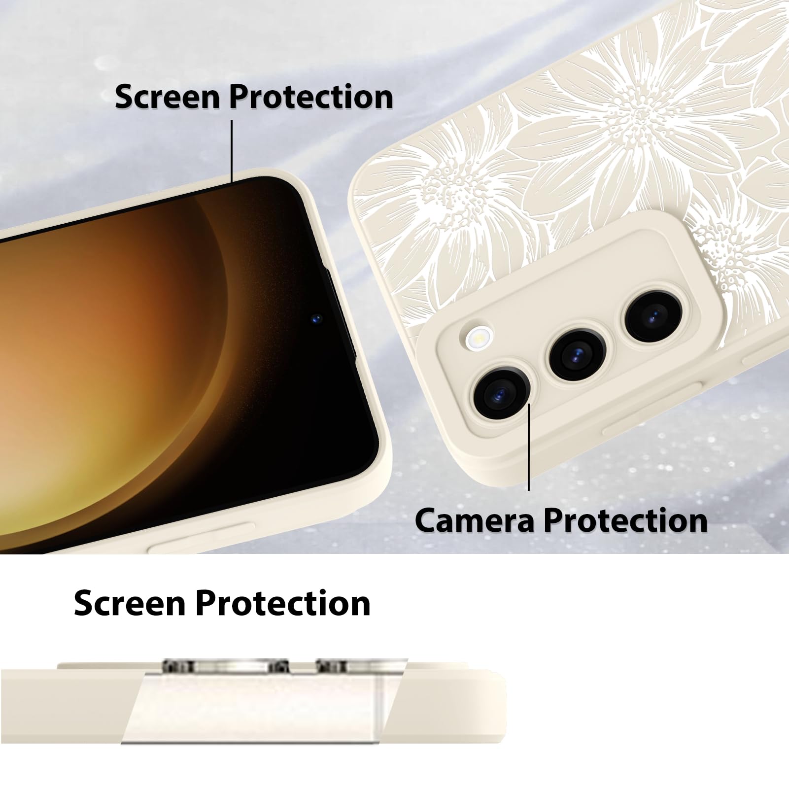 Foto 5 pulgar | Funda De Teléfono Mzelq De Silicona Blanca Con Estampado Floral Para Samsung Galaxy S23 Plus - Venta Internacional.