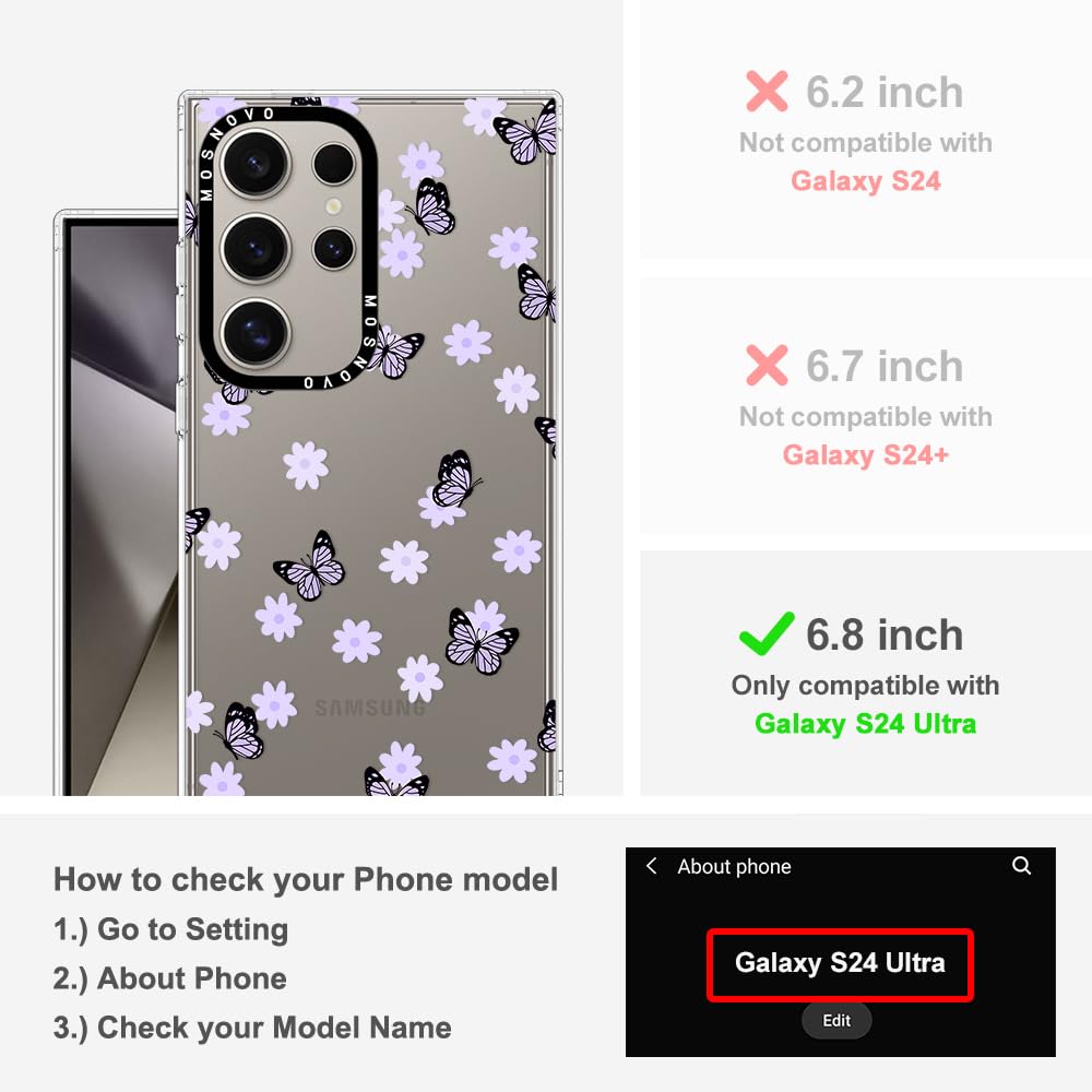 Foto 2 | Funda De Teléfono Mosnovo Para Samsung Galaxy S24 Ultra Lilac Butterfly - Venta Internacional.