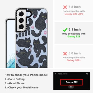 Foto 2 | Funda De Teléfono Mosnovo Para Samsung Galaxy S22 Black Furry Cat - Venta Internacional.