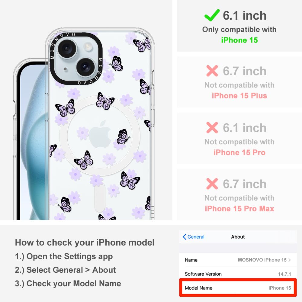Foto 3 pulgar | Funda De Teléfono Mosnovo Compatible Con Iphone 15 Lila Butterfly - Venta Internacional.