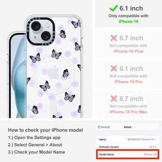 Foto 2 | Funda De Teléfono Mosnovo Compatible Con Iphone 15 Lila Butterfly - Venta Internacional.