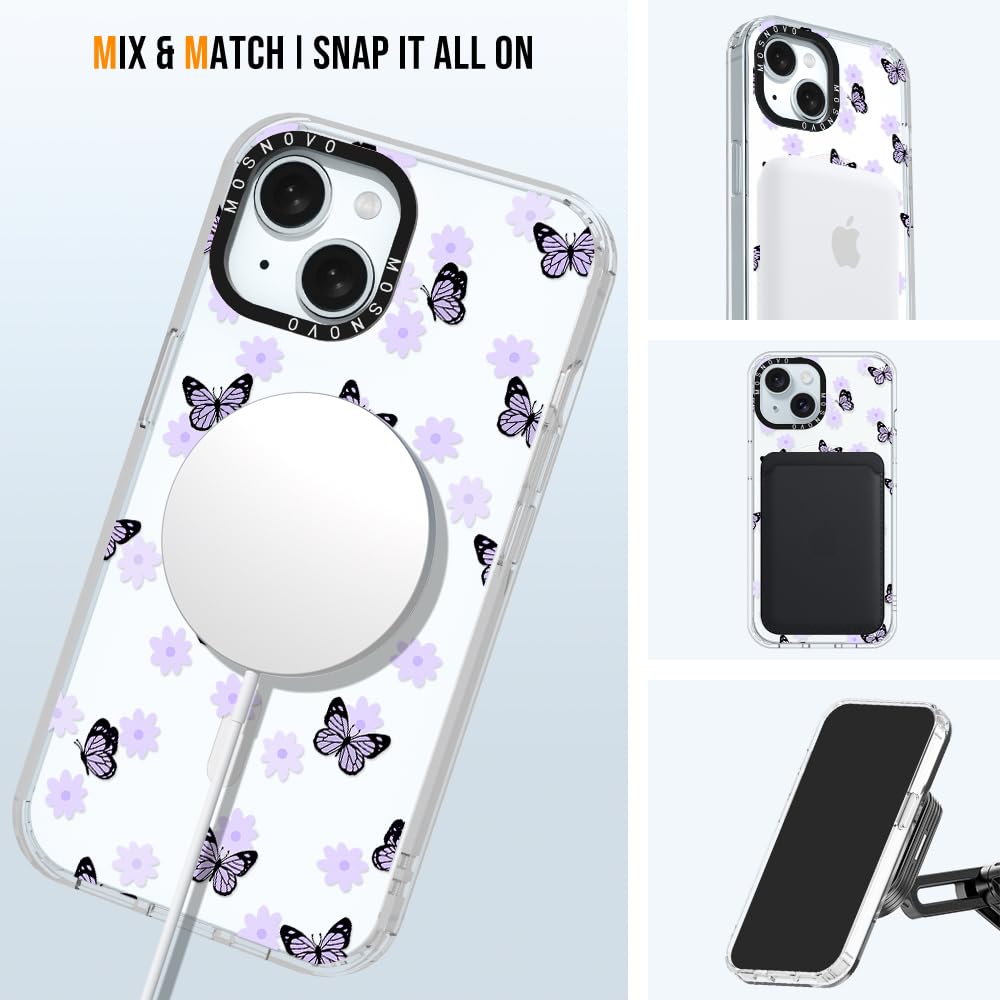 Foto 5 | Funda De Teléfono Mosnovo Compatible Con Iphone 15 Lila Butterfly - Venta Internacional.