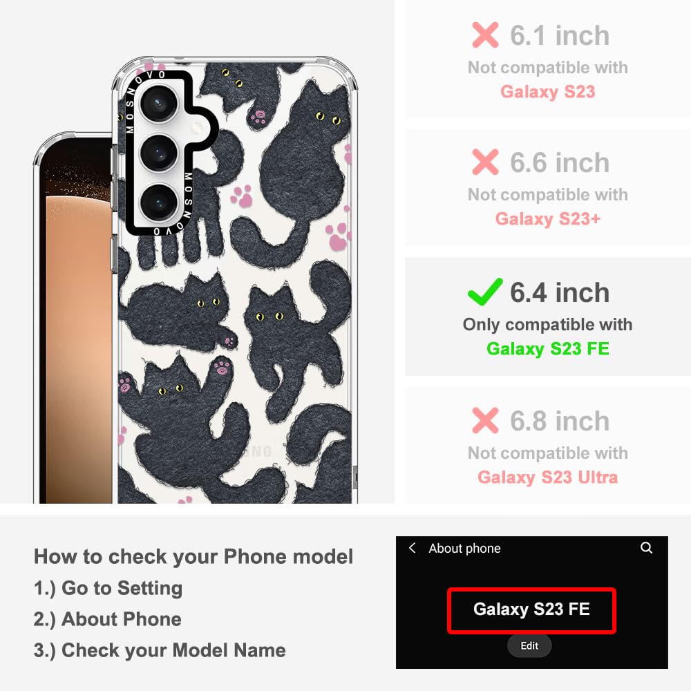 Foto 2 | Funda De Teléfono Mosnovo Para Samsung Galaxy S23 Fe Black Fluffy Cat - Venta Internacional.