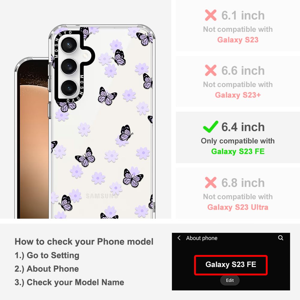Foto 3 pulgar | Funda De Teléfono Mosnovo Para Samsung Galaxy S23 Fe Lilac Butterfly - Venta Internacional.