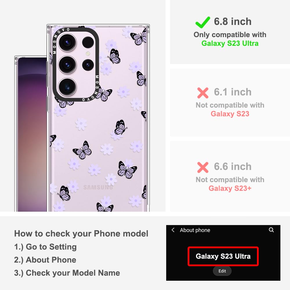 Foto 2 | Funda De Teléfono Mosnovo Para Samsung Galaxy S23 Ultra Lilac Butterfly - Venta Internacional.