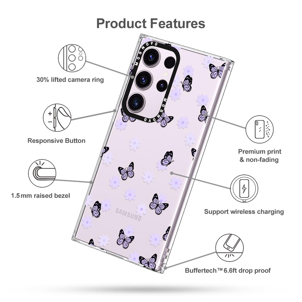 Foto 7 pulgar | Funda De Teléfono Mosnovo Para Samsung Galaxy S23 Ultra Lilac Butterfly - Venta Internacional.