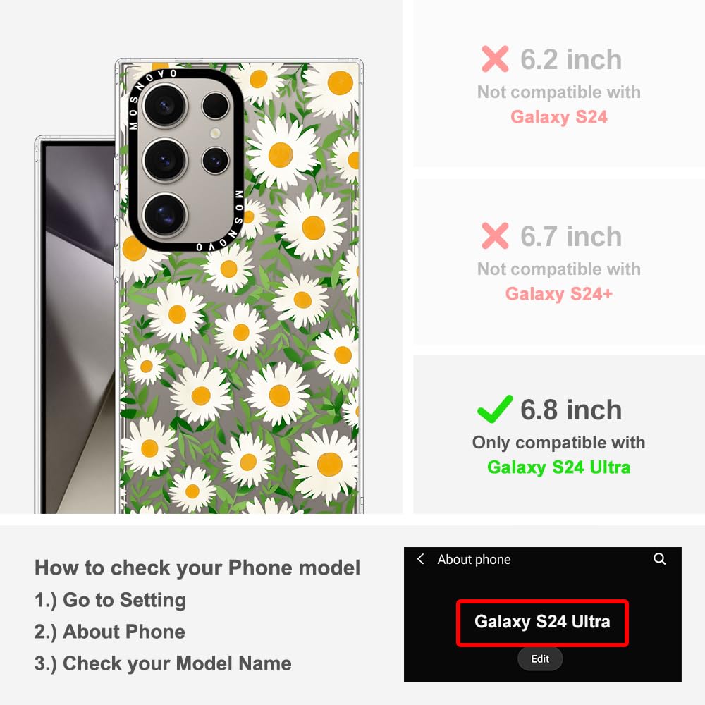 Foto 3 pulgar | Funda De Teléfono Mosnovo Para Samsung Galaxy S24 Ultra Daisies Design - Venta Internacional.