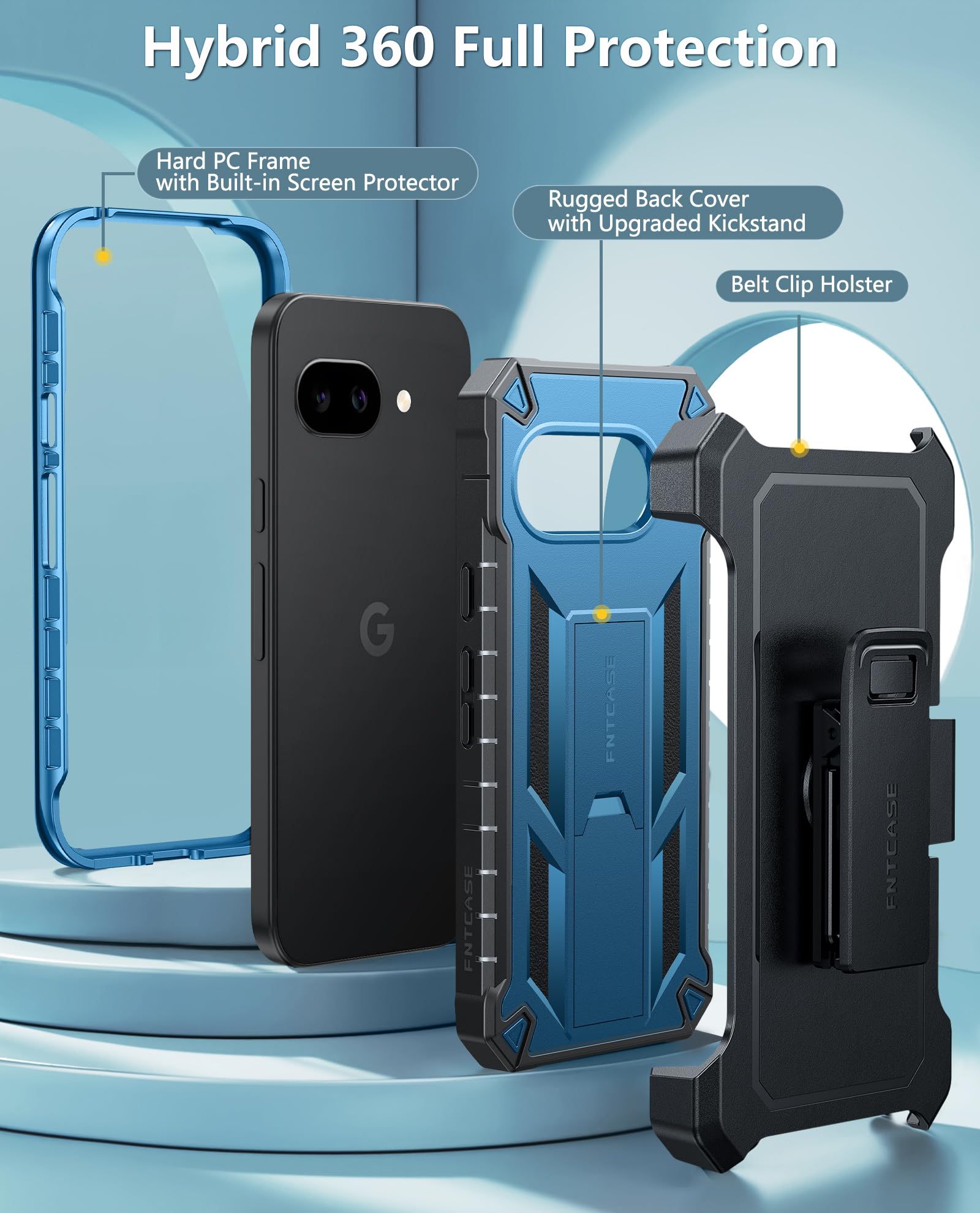 Foto 4 pulgar | Funda De Teléfono Fntcase Para Google Pixel 9a Military Grade Blue - Venta Internacional.