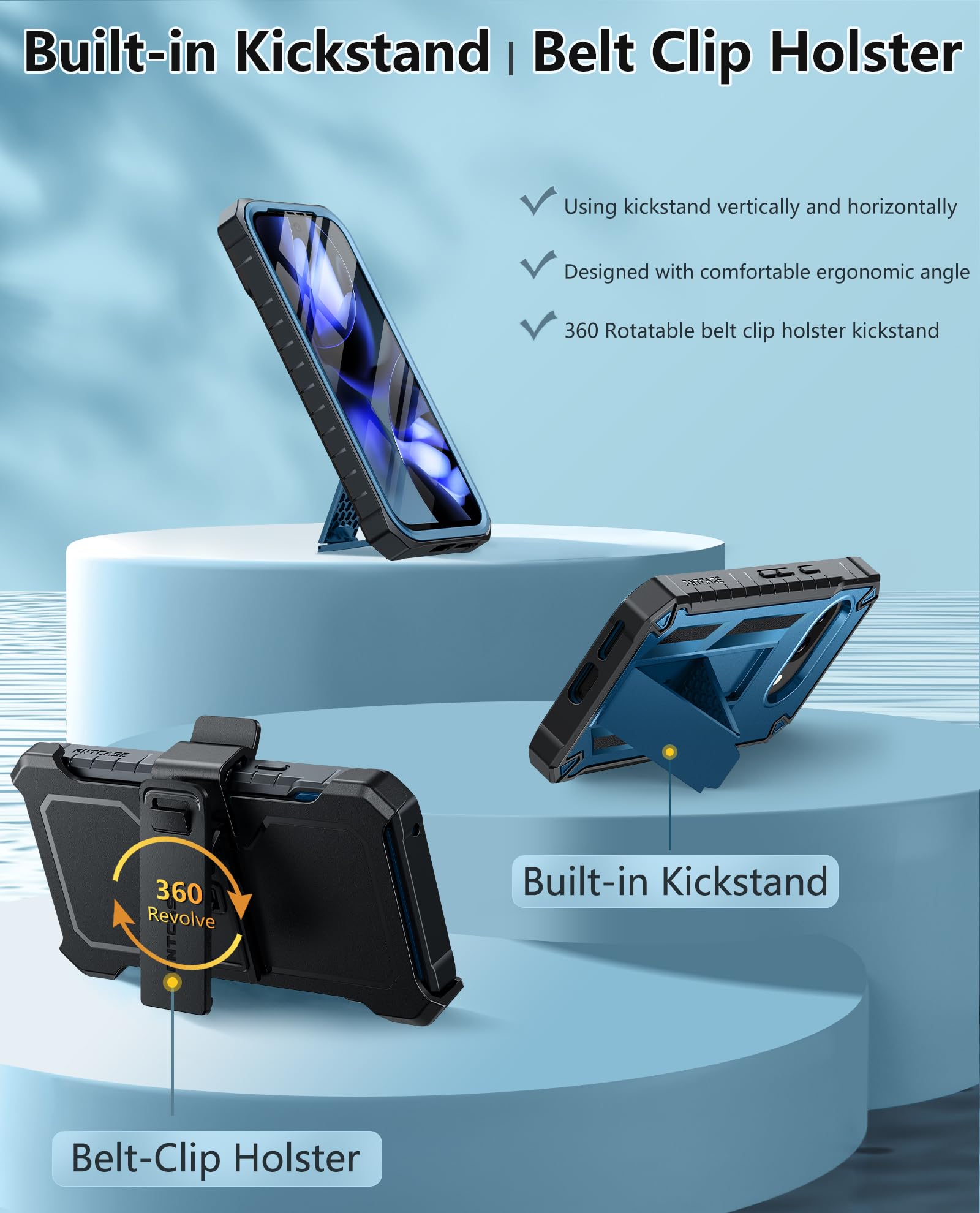Foto 5 pulgar | Funda De Teléfono Fntcase Para Google Pixel 9a Military Grade Blue - Venta Internacional.