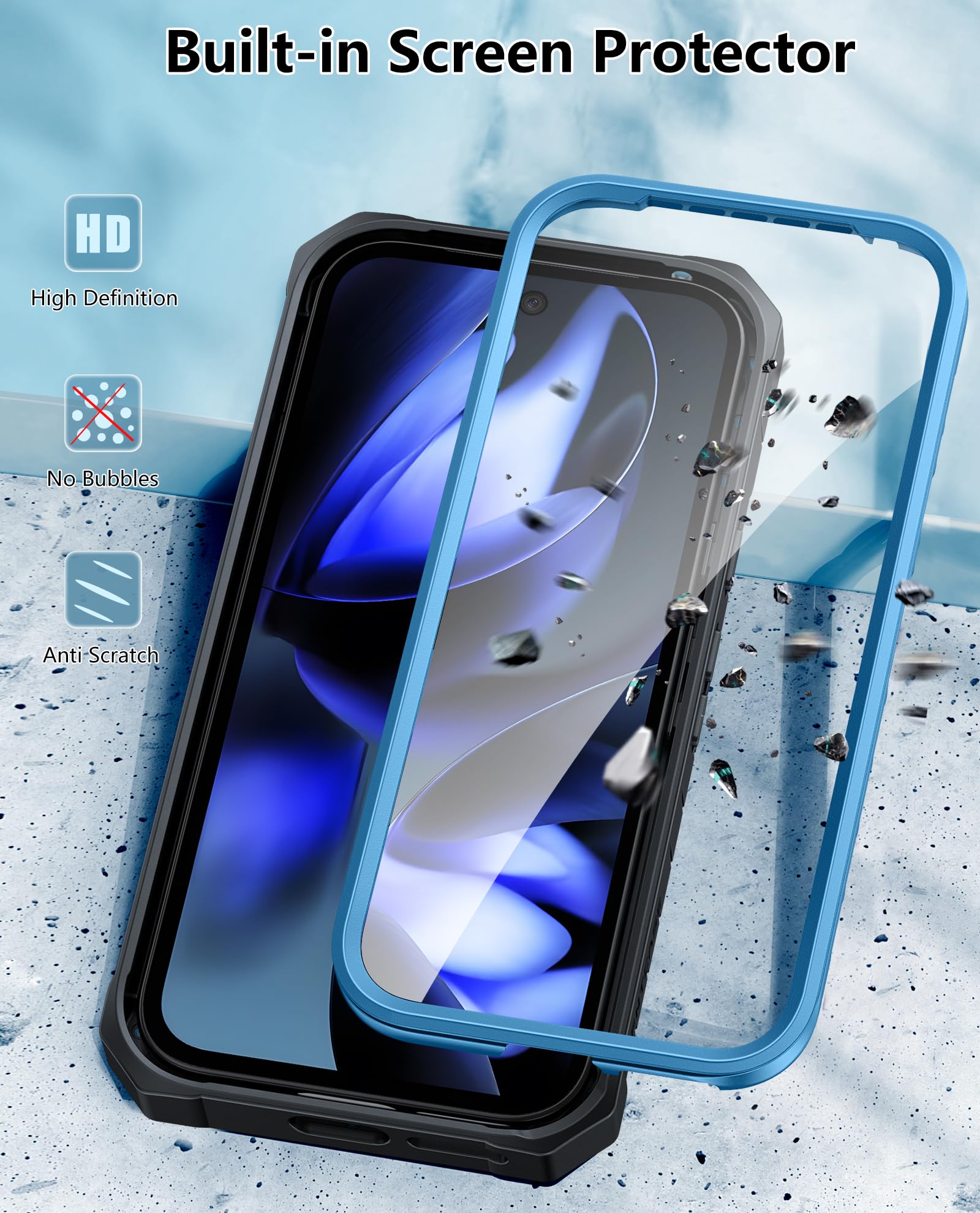 Foto 7 pulgar | Funda De Teléfono Fntcase Para Google Pixel 9a Military Grade Blue - Venta Internacional.