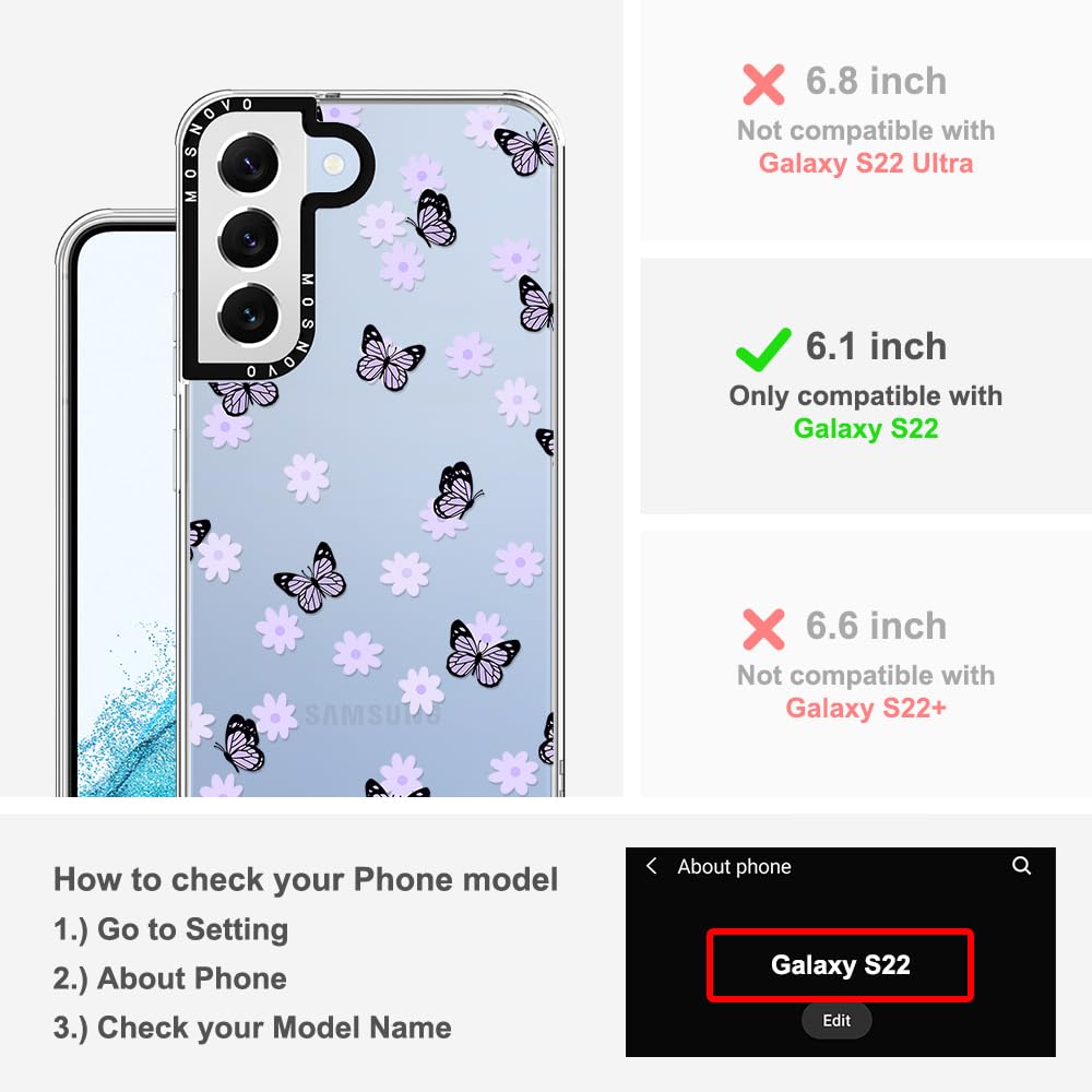 Foto 2 | Funda De Teléfono Mosnovo Para Samsung Galaxy S22 Lilac Butterfly - Venta Internacional.