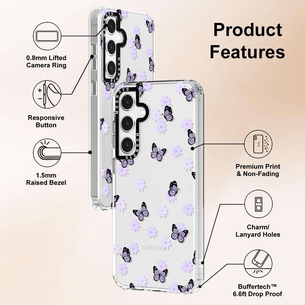 Foto 7 pulgar | Funda De Teléfono Mosnovo Para Samsung Galaxy S24 Fe Lilac Butterfly - Venta Internacional.