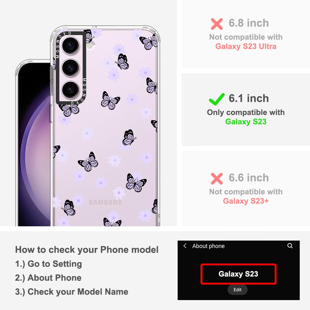 Foto 2 | Funda De Teléfono Mosnovo Para Samsung Galaxy S23 Lila Butterfly - Venta Internacional.