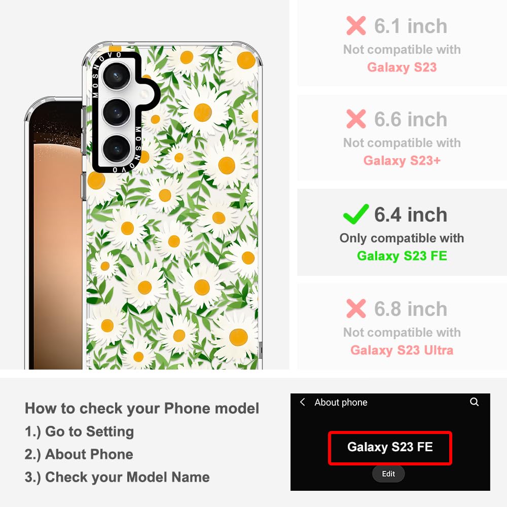 Foto 3 pulgar | Funda De Teléfono Mosnovo Para Samsung Galaxy S23 Fe Daisies Design - Venta Internacional.