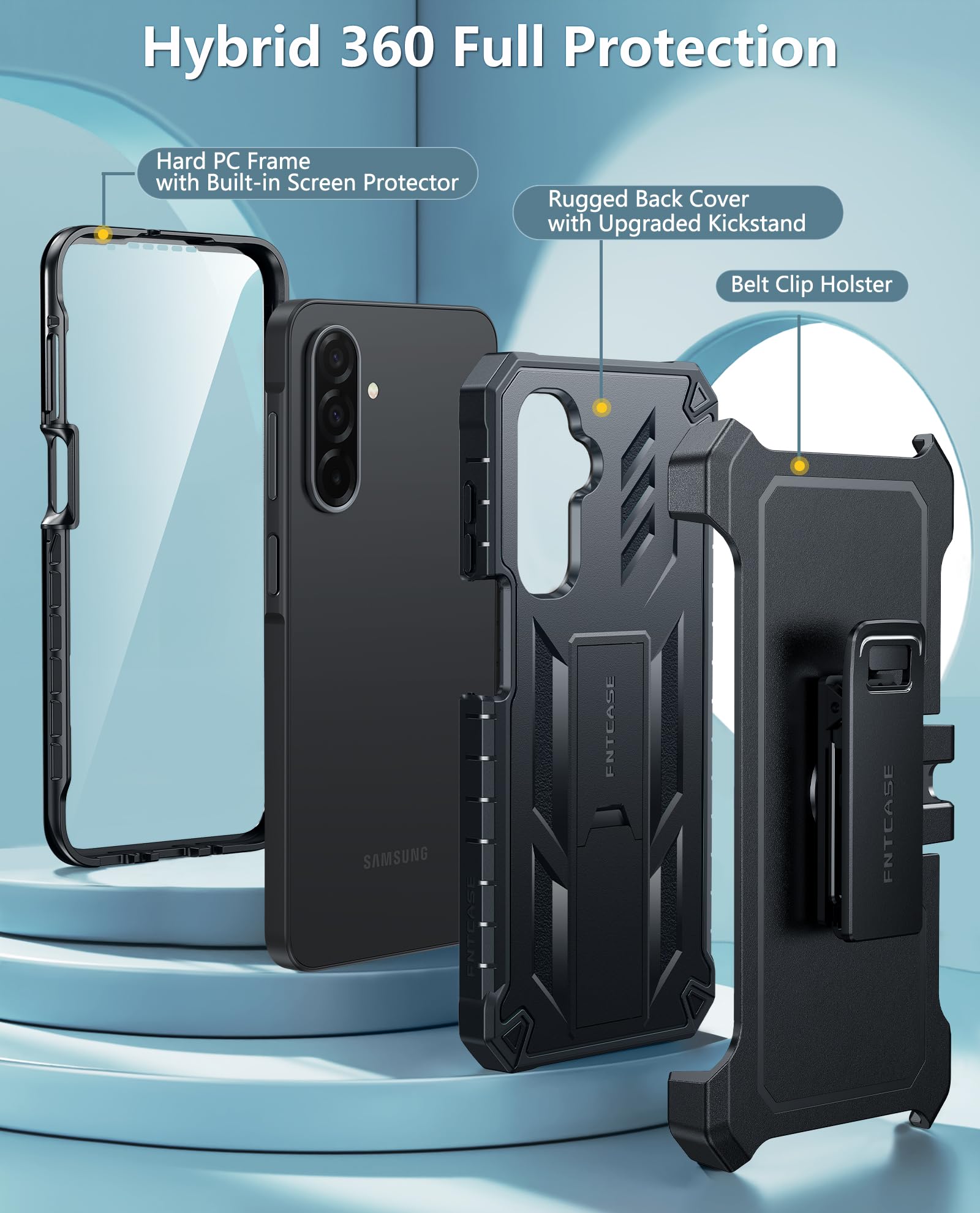 Foto 4 pulgar | Funda De Teléfono Fntcase Para Samsung Galaxy A26-5g Con Soporte Negro - Venta Internacional.