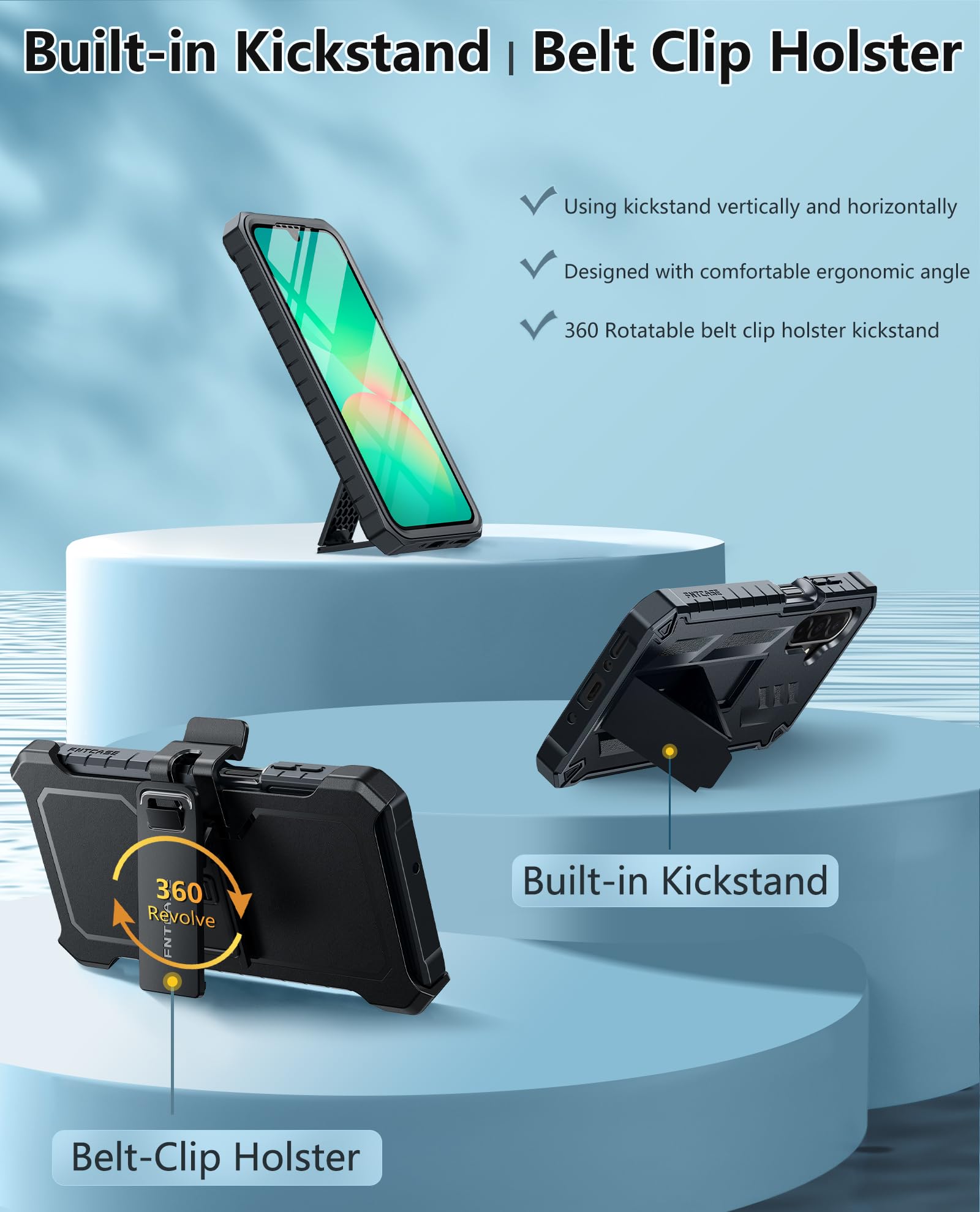 Foto 5 pulgar | Funda De Teléfono Fntcase Para Samsung Galaxy A26-5g Con Soporte Negro - Venta Internacional.