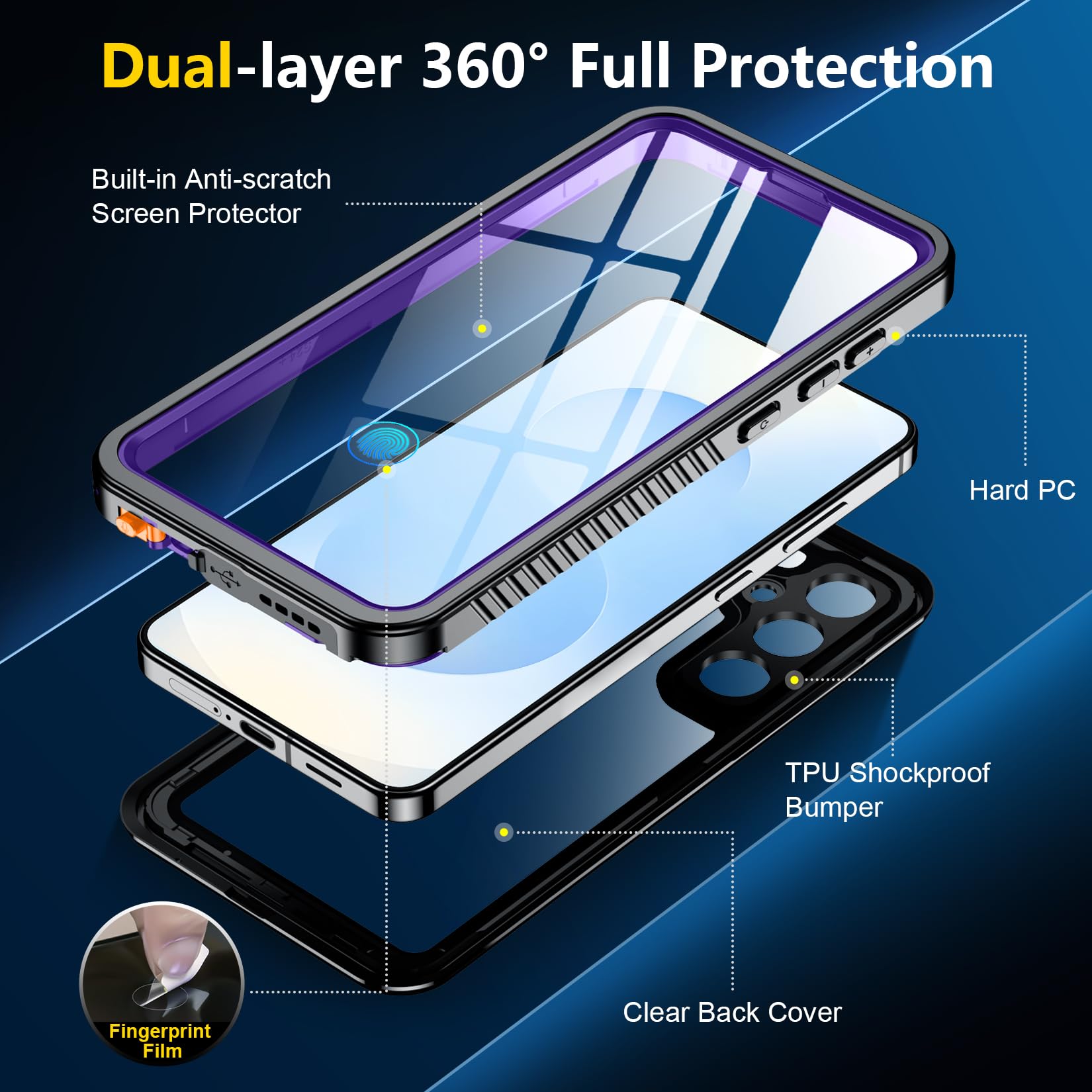 Foto 7 pulgar | Funda De Teléfono Spidercase Impermeable Para Samsung Galaxy S25 Purple - Venta Internacional.