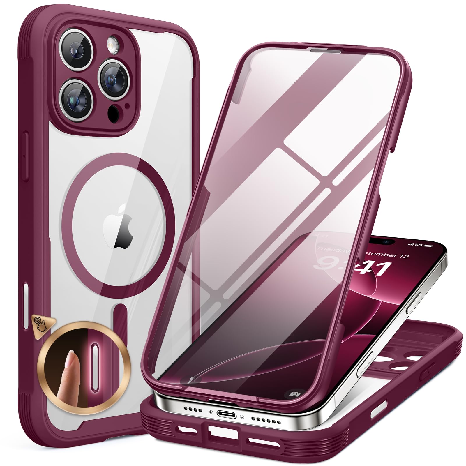 Funda Magnética Miracase Para Iphone 16 Pro Con Protector De Pantalla - Venta Internacional.