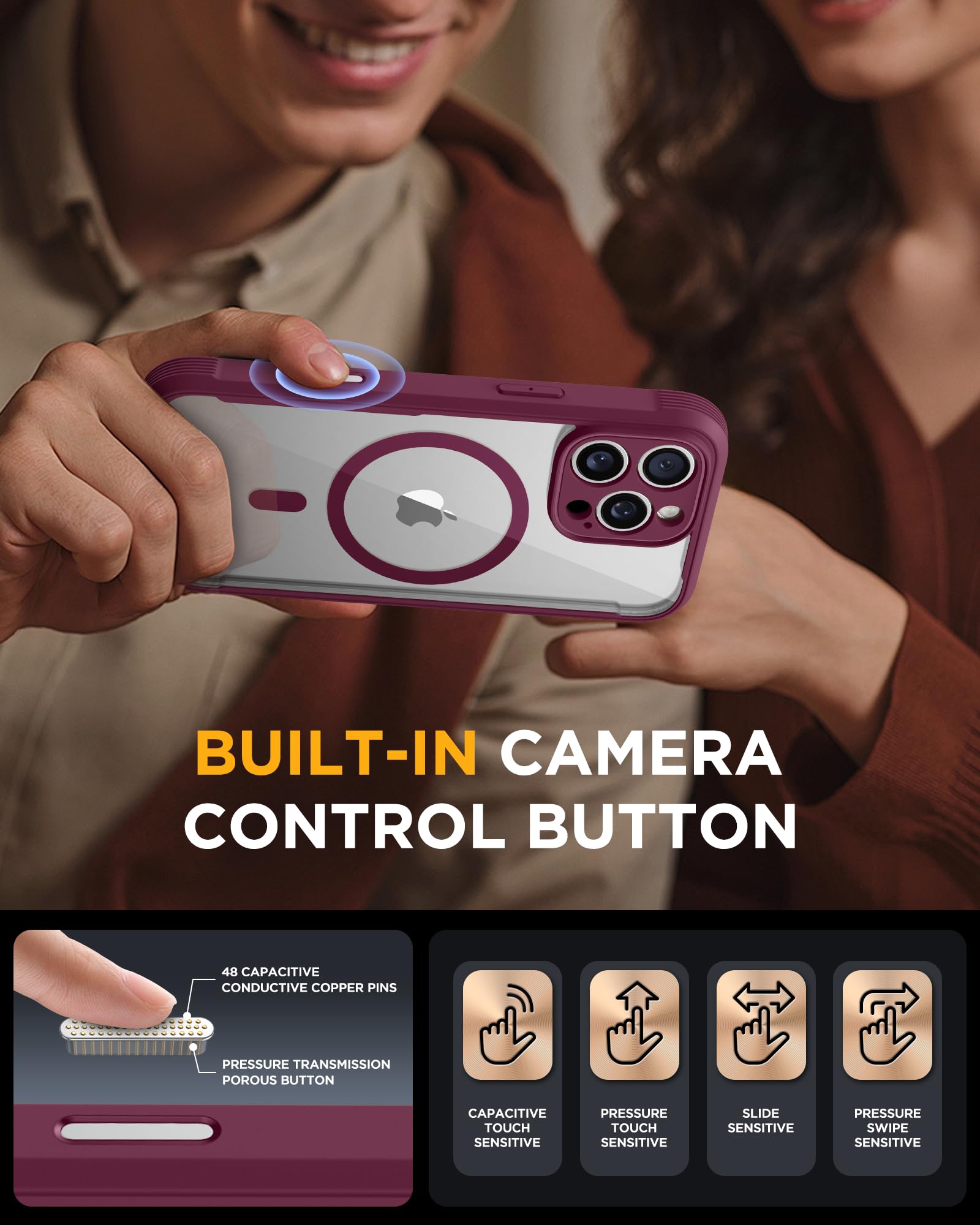 Foto 5 pulgar | Funda Magnética Miracase Para Iphone 16 Pro Con Protector De Pantalla - Venta Internacional.