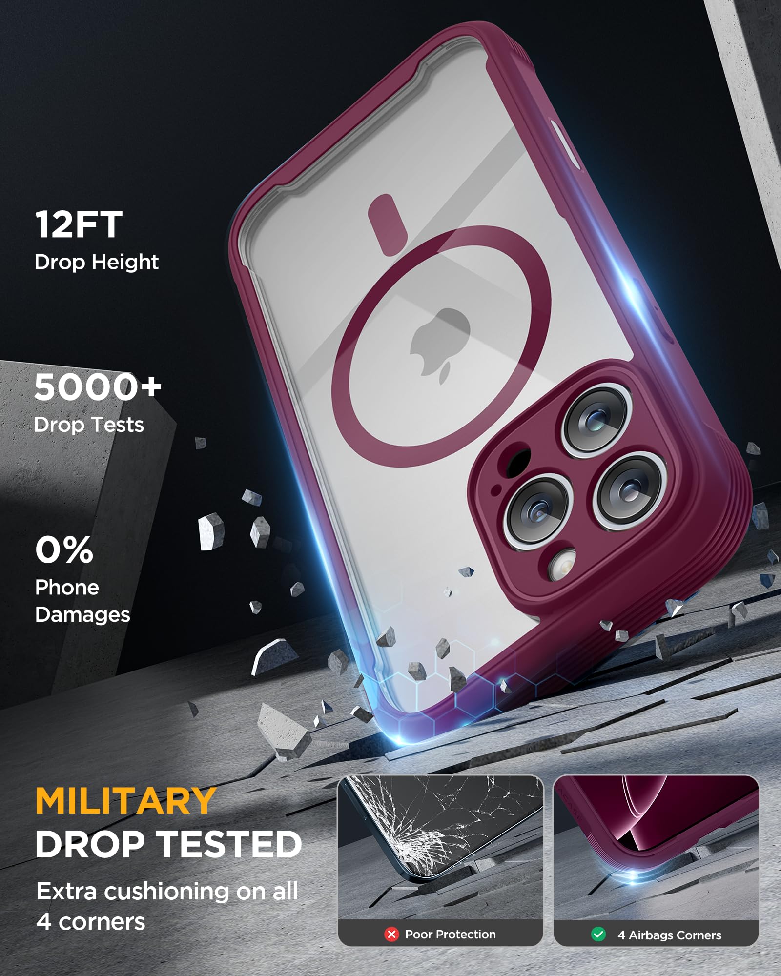 Foto 6 pulgar | Funda Magnética Miracase Para Iphone 16 Pro Con Protector De Pantalla - Venta Internacional.