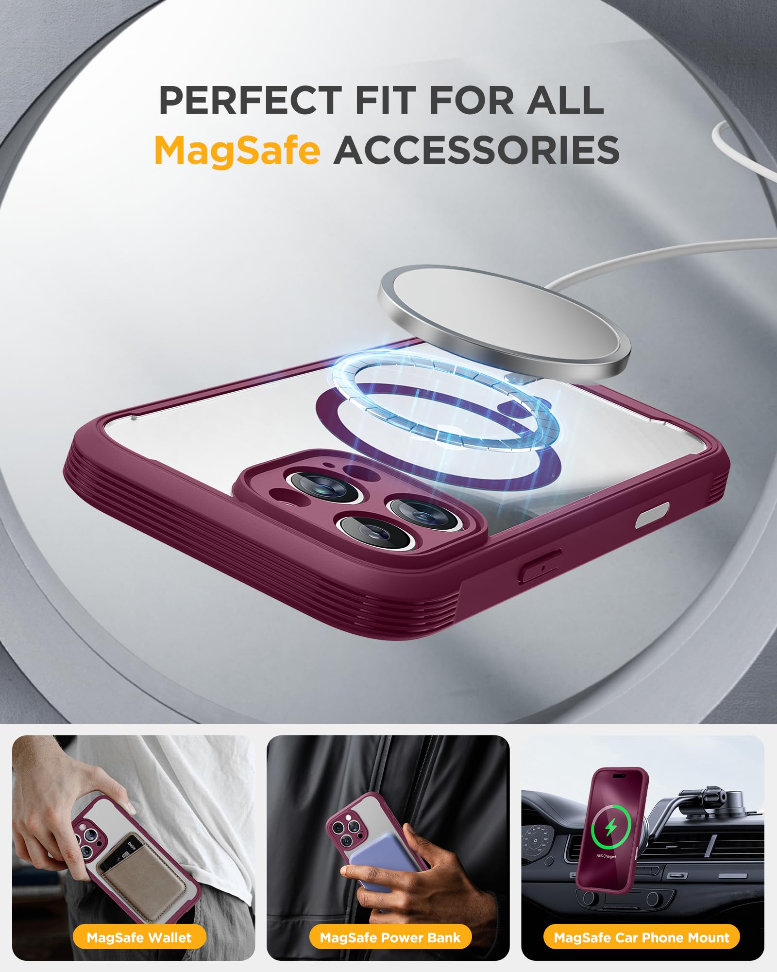 Foto 7 pulgar | Funda Magnética Miracase Para Iphone 16 Pro Con Protector De Pantalla - Venta Internacional.