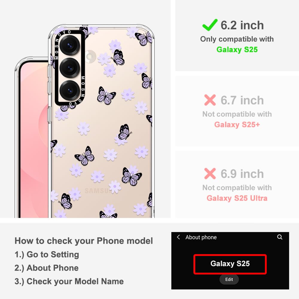 Foto 2 | Funda De Teléfono Mosnovo Para Samsung Galaxy S25 Lilac Butterfly - Venta Internacional.