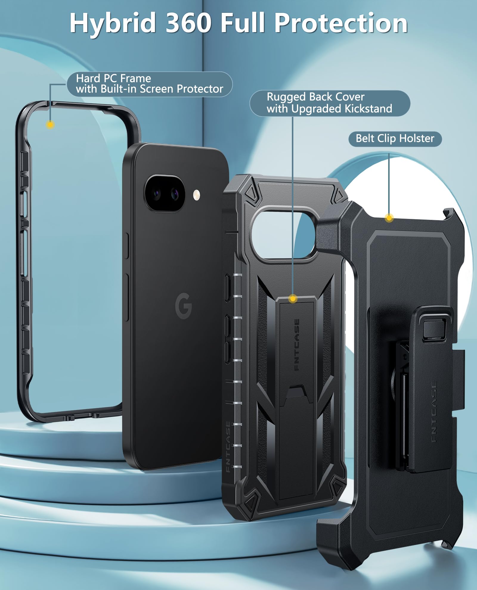 Foto 4 pulgar | Funda De Teléfono Fntcase Para Google Pixel 9a Military Grade Black - Venta Internacional.