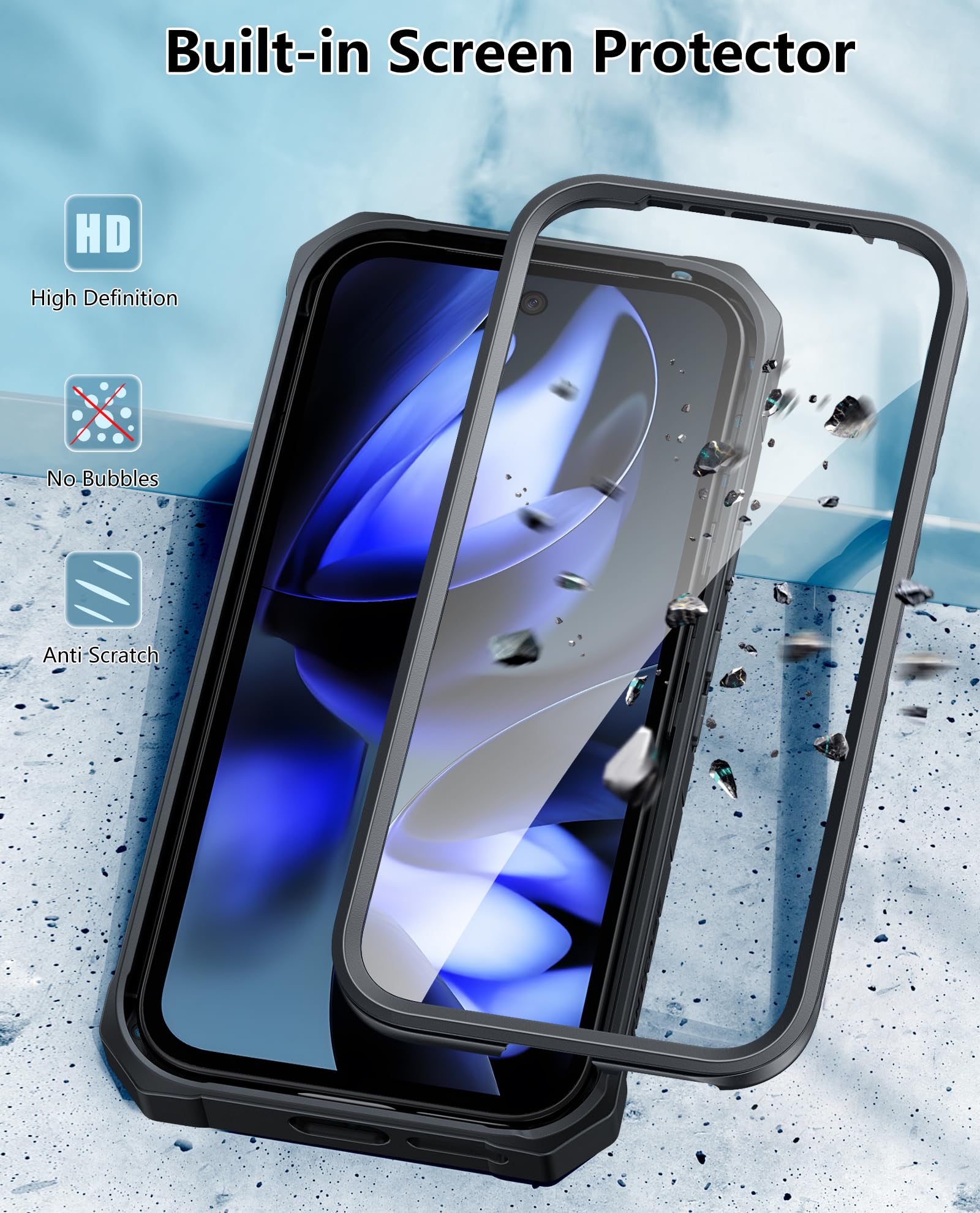 Foto 7 pulgar | Funda De Teléfono Fntcase Para Google Pixel 9a Military Grade Black - Venta Internacional.