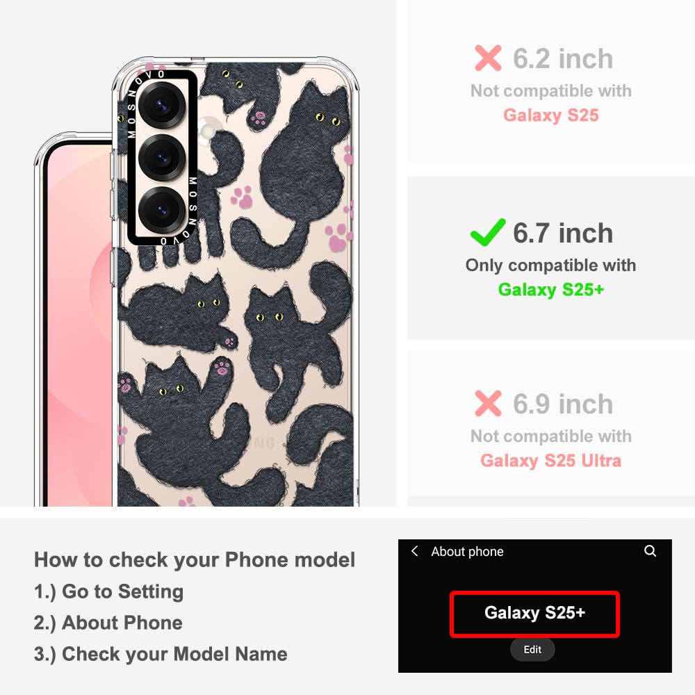 Foto 2 | Funda De Teléfono Mosnovo Para Samsung Galaxy S25 Plus Black Fluffy Cat - Venta Internacional.