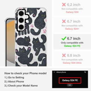 Foto 2 | Funda De Teléfono Mosnovo Para Samsung Galaxy S24 Fe Black Fluffy Cat - Venta Internacional.