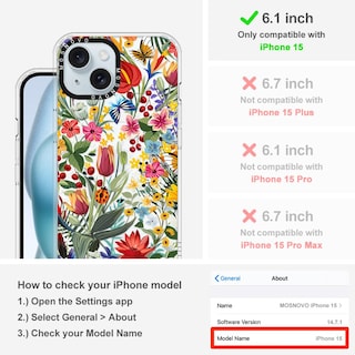 Foto 2 | Funda Para Teléfono Mosnovo Compatible Con Iphone 15, Diseño Transparente - Venta Internacional.