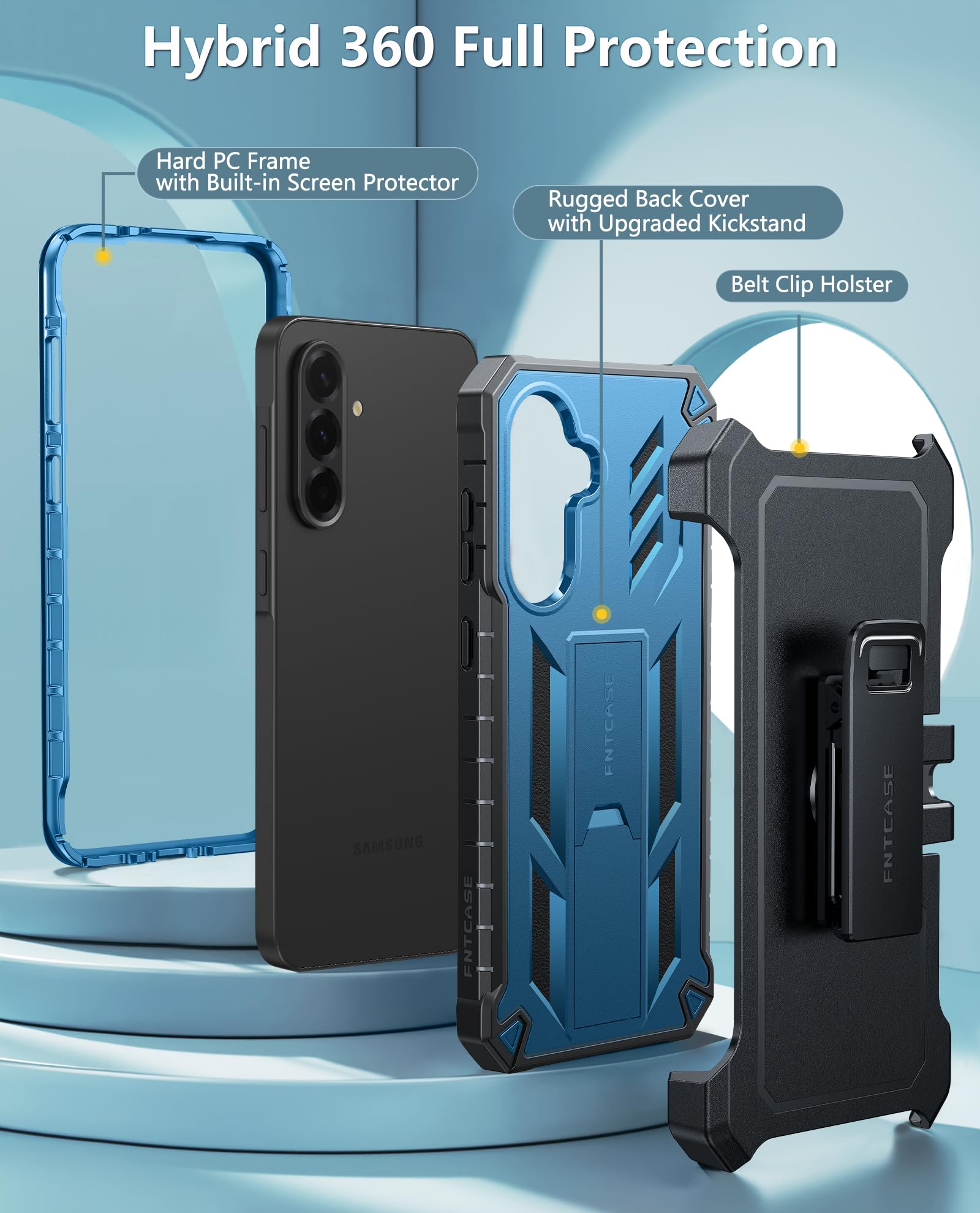 Foto 4 pulgar | Funda De Teléfono Fntcase Para Samsung Galaxy A36-5g Con Soporte Azul - Venta Internacional.