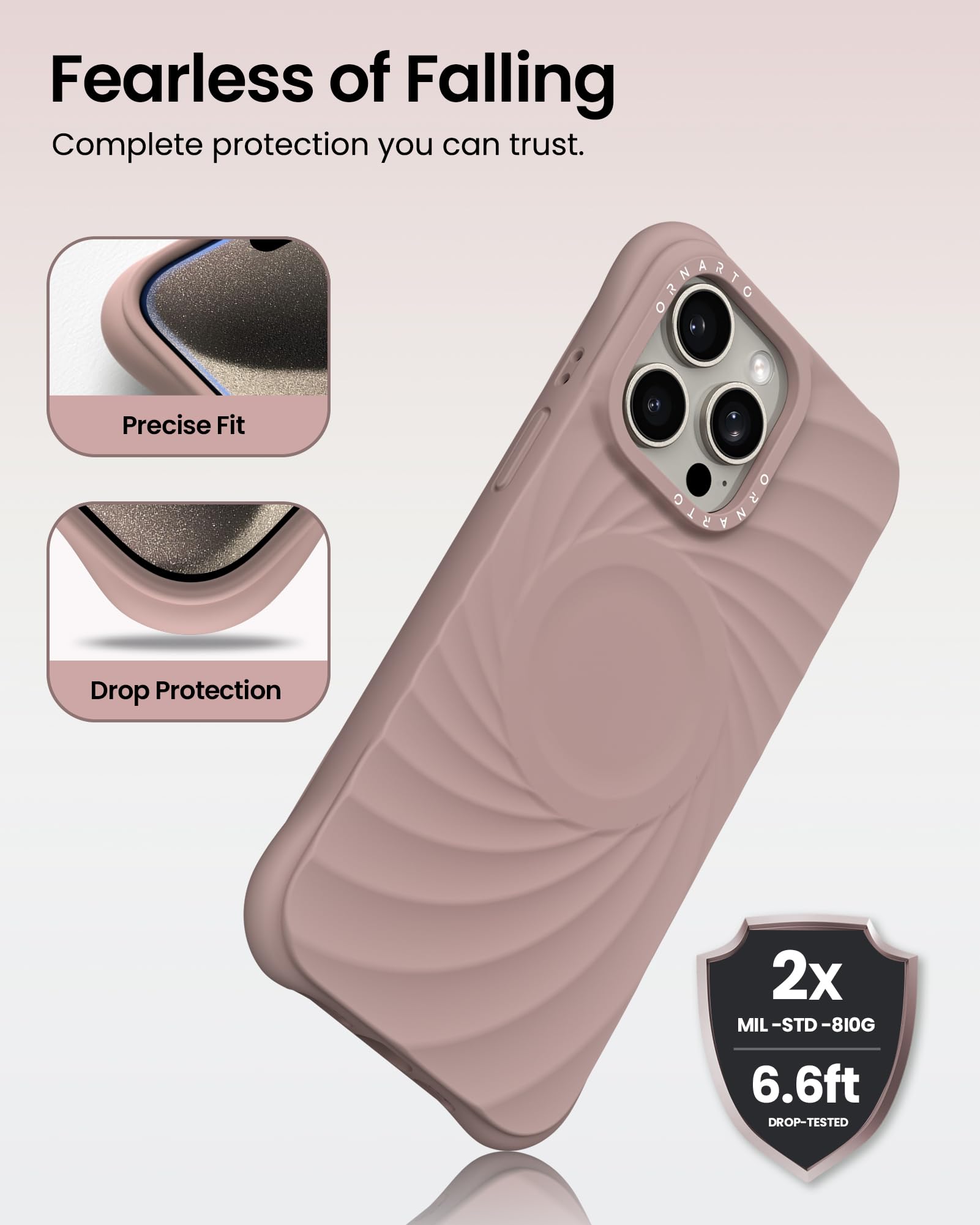 Foto 4 pulgar | Funda De Teléfono Ornarto Vortuxe Para Iphone 15 Pro 6.1 Latte - Venta Internacional.