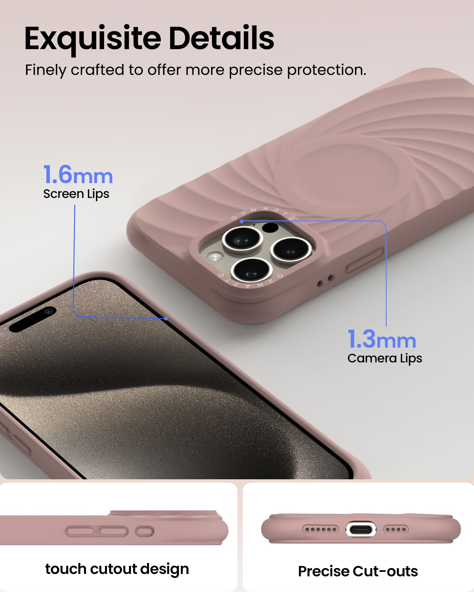 Foto 5 pulgar | Funda De Teléfono Ornarto Vortuxe Para Iphone 15 Pro 6.1 Latte - Venta Internacional.