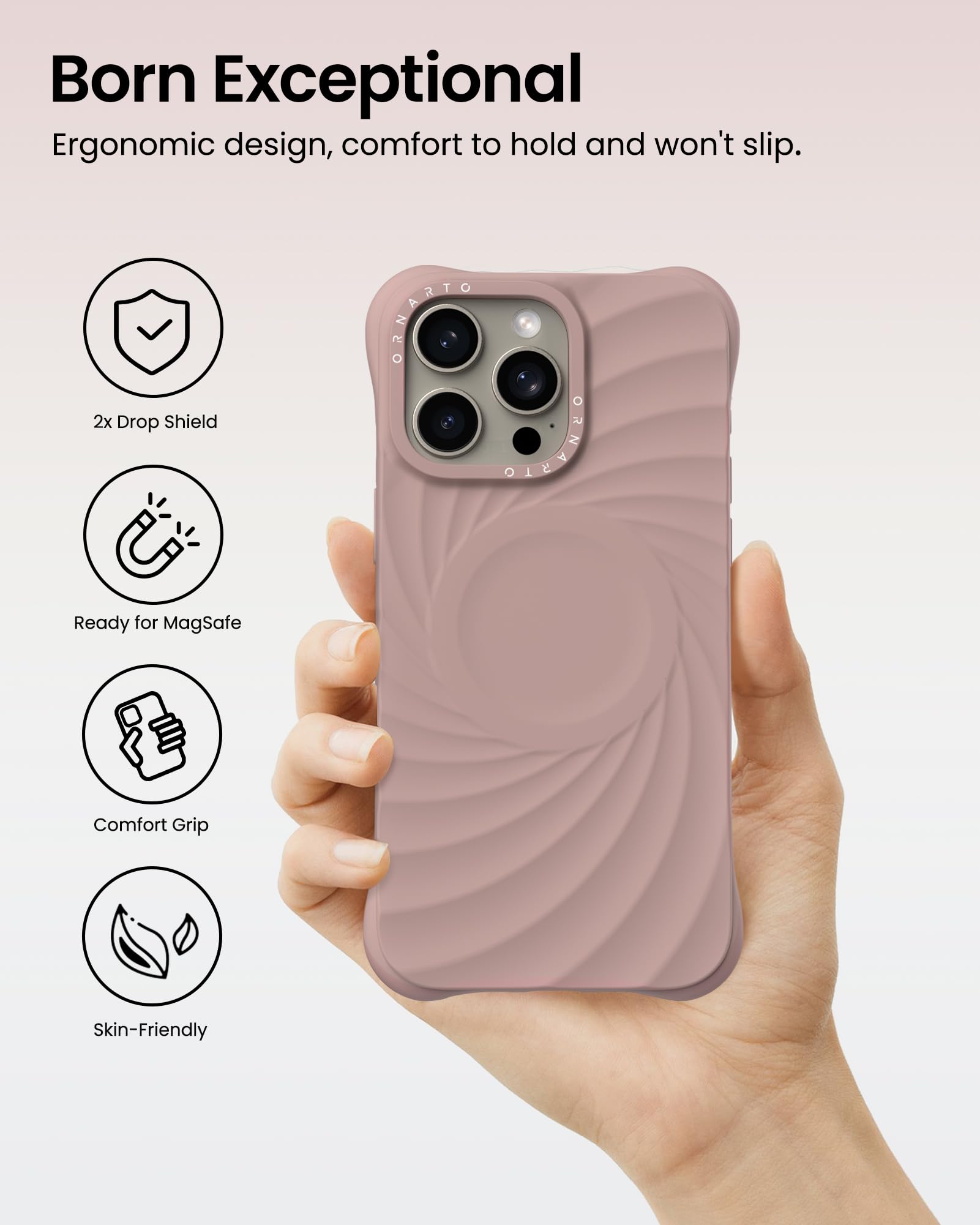 Foto 6 pulgar | Funda De Teléfono Ornarto Vortuxe Para Iphone 15 Pro 6.1 Latte - Venta Internacional.