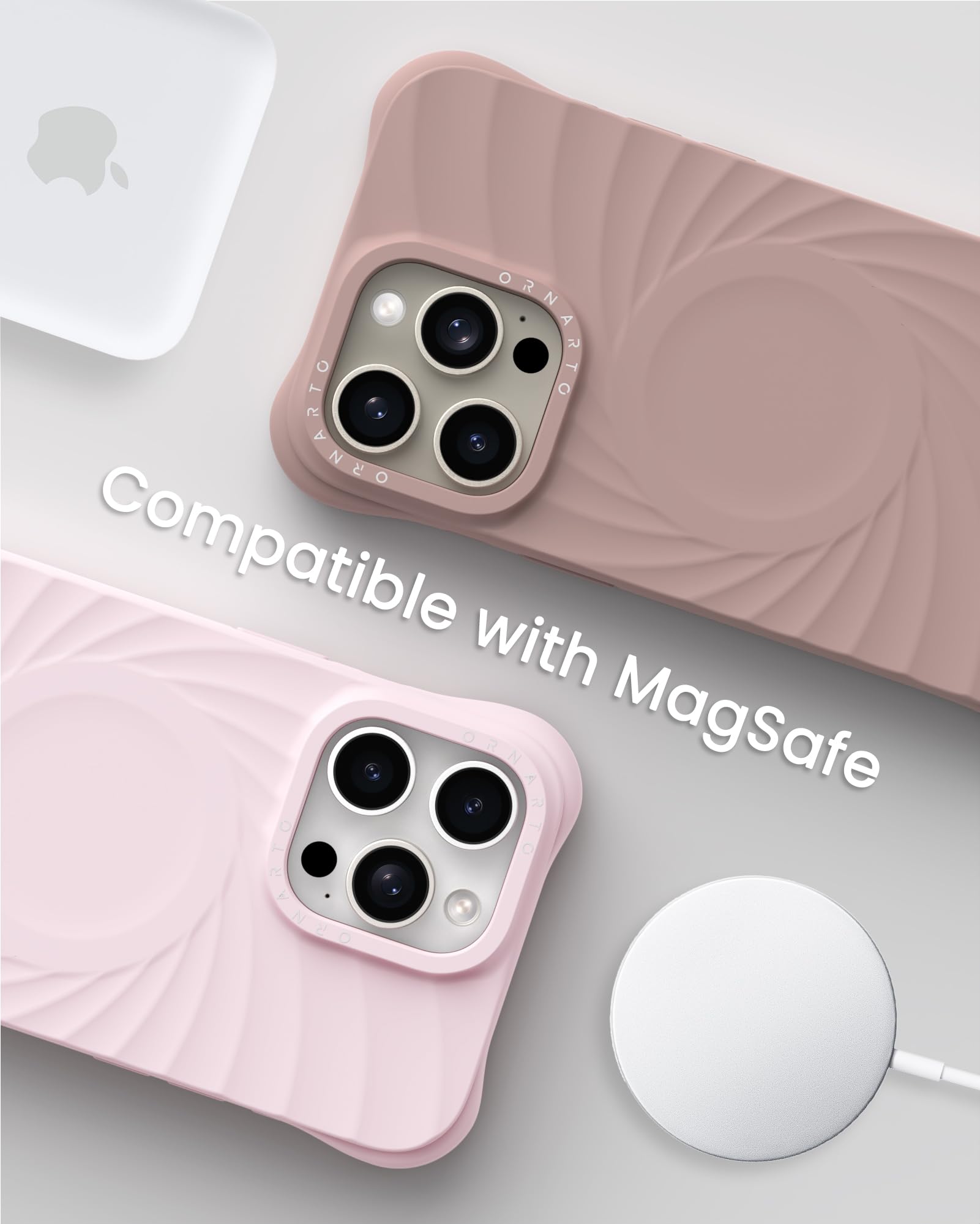 Foto 8 pulgar | Funda De Teléfono Ornarto Vortuxe Para Iphone 15 Pro 6.1 Latte - Venta Internacional.