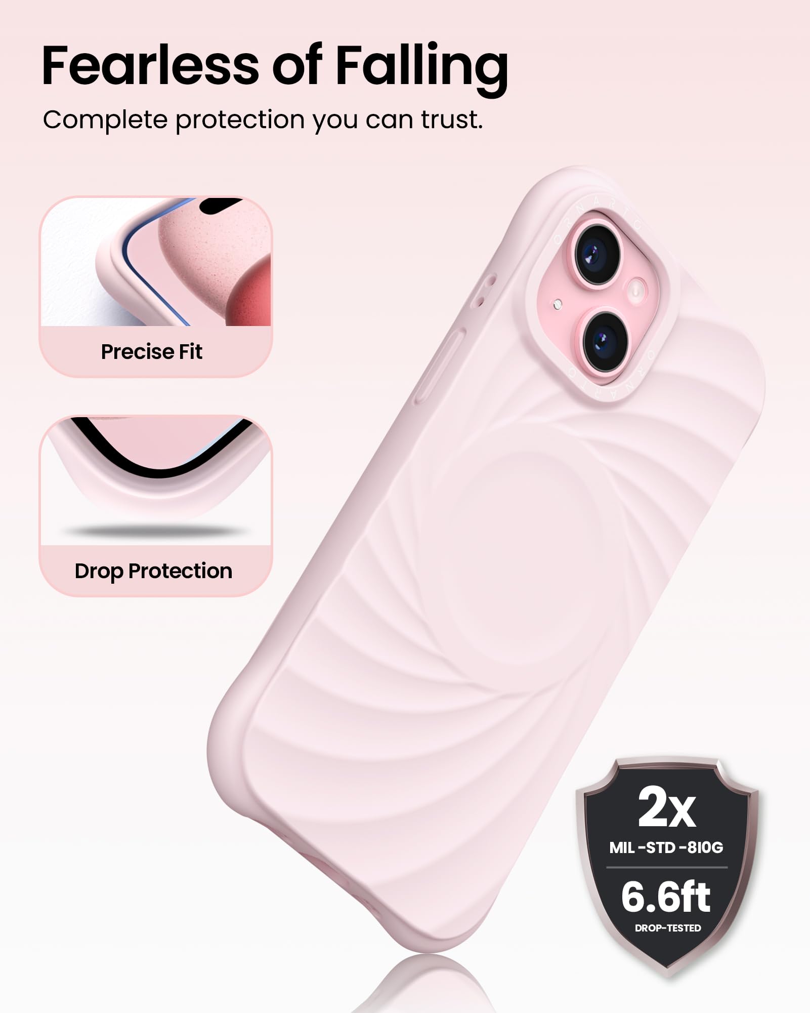Foto 4 pulgar | Funda Ornarto Vortuxe Para Iphone 15 6.1 Pink Quartz - Venta Internacional.