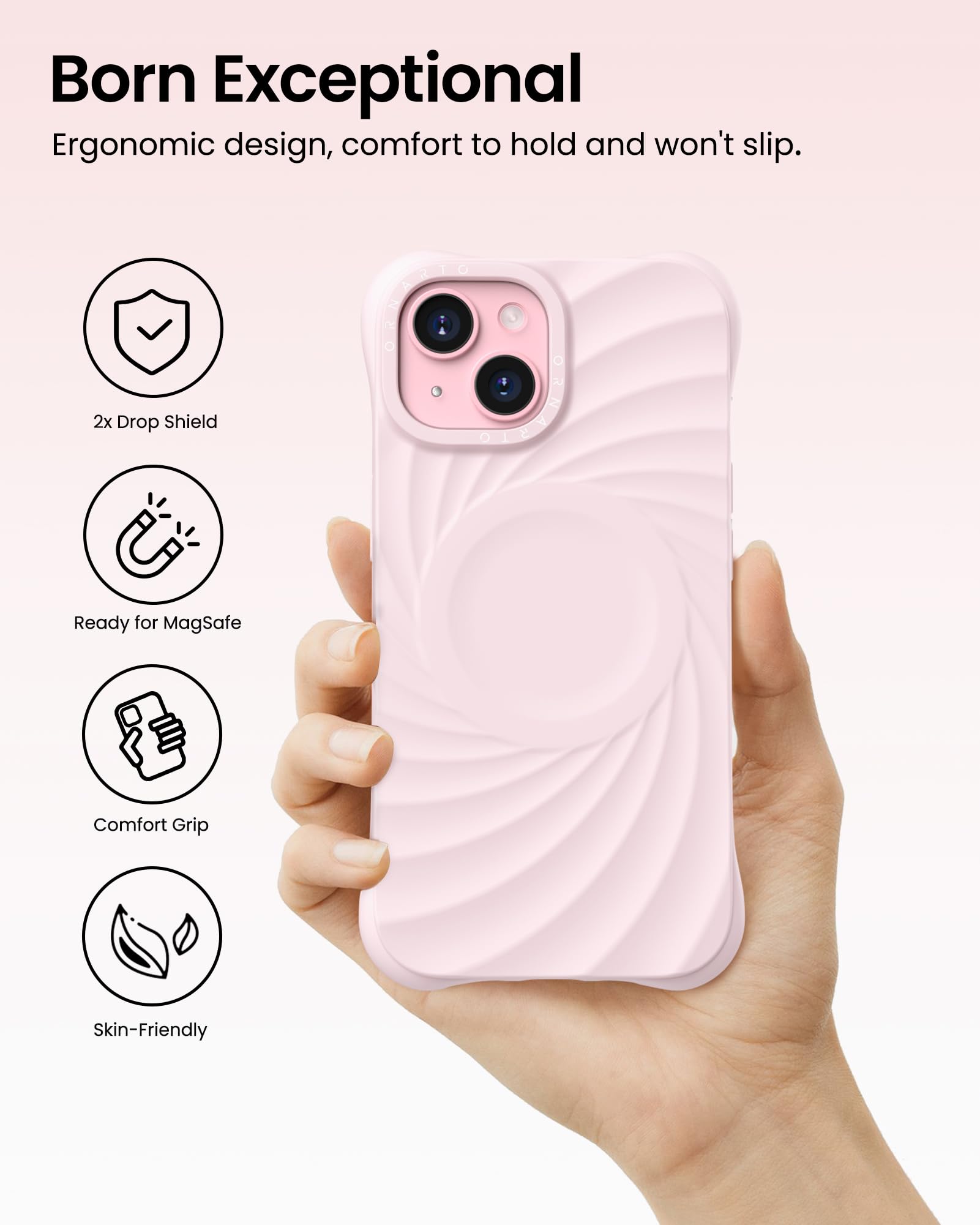 Foto 6 pulgar | Funda Ornarto Vortuxe Para Iphone 15 6.1 Pink Quartz - Venta Internacional.