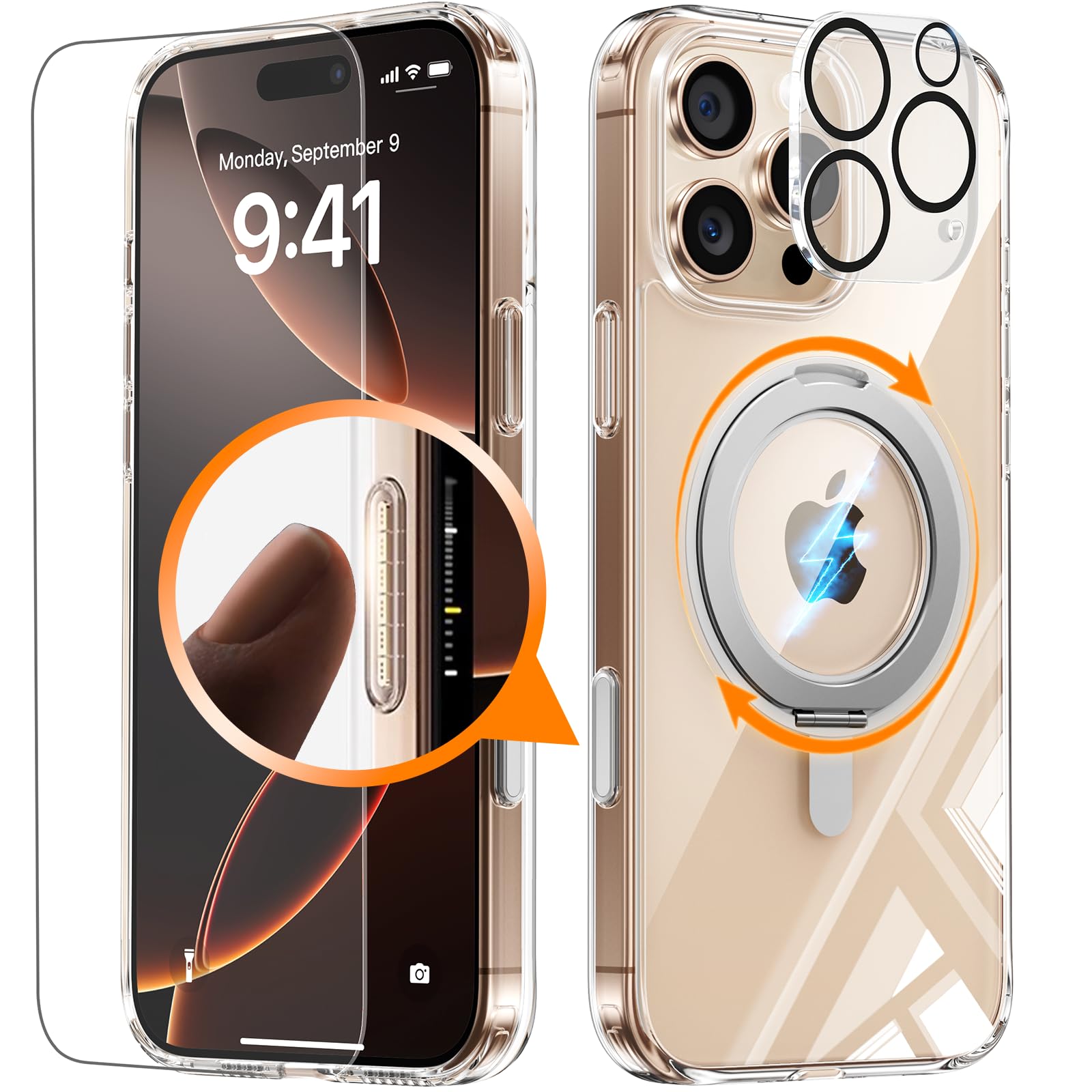 Foto 2 pulgar | Funda De Teléfono Jueshituo 3 En 1 Para Iphone 16 Pro Max 6.9 Pulgadas Transparente - Venta Internacional.