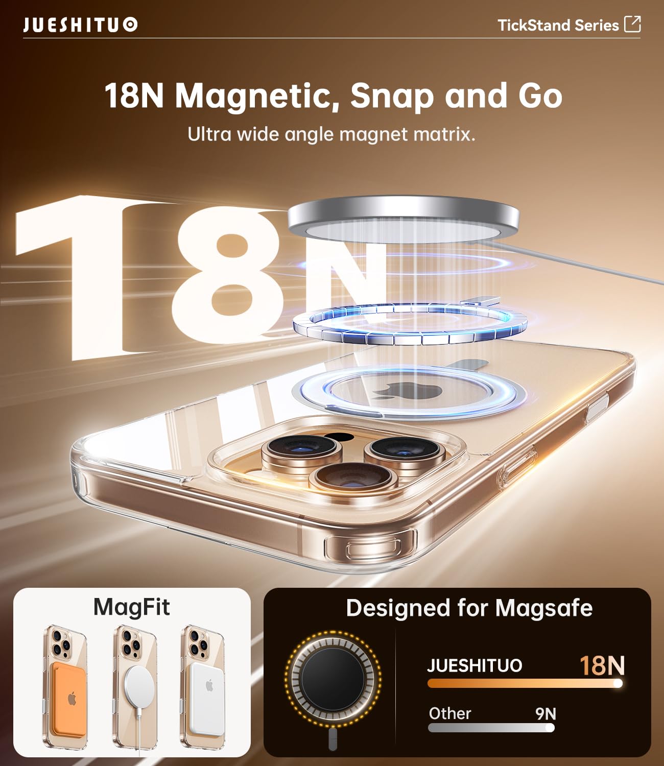 Foto 8 pulgar | Funda De Teléfono Jueshituo 3 En 1 Para Iphone 16 Pro Max 6.9 Pulgadas Transparente - Venta Internacional.